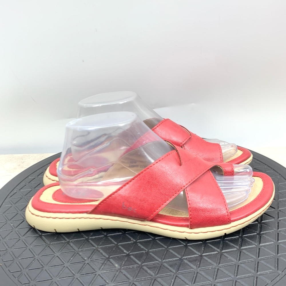 B.O.C Born Comfort Sandals Women Size 10 Shoes Thong Flip Flops Red Faux Leather